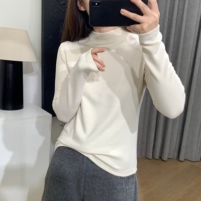 双面羊绒蛋白半高领打底衫