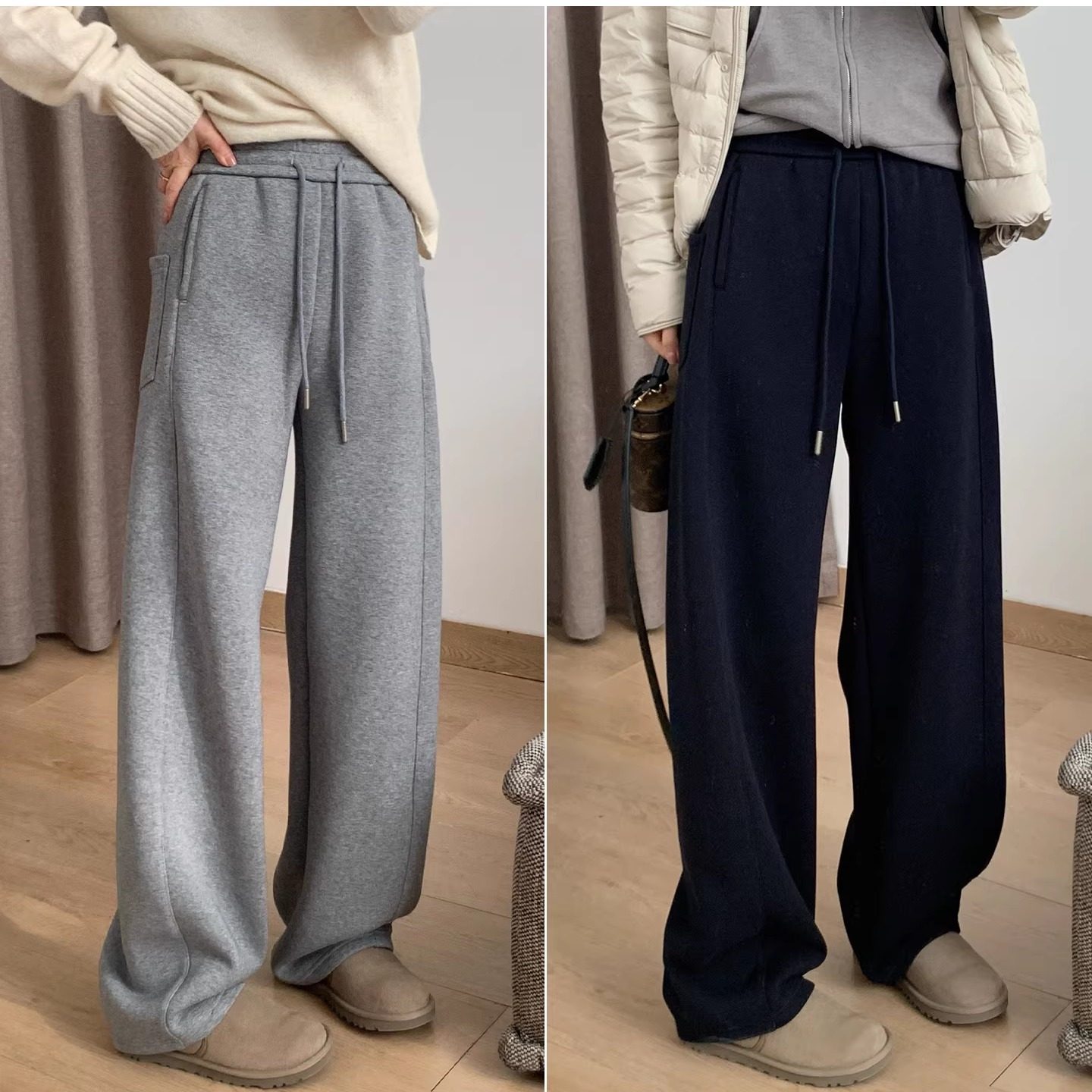 细米定制~温暖过冬加厚绒阔腿休闲裤女冬季宽松高腰百搭弯刀卫裤,女装/女士精品,休闲裤,淘宝优惠券,粉丝福利购,淘宝优惠卷