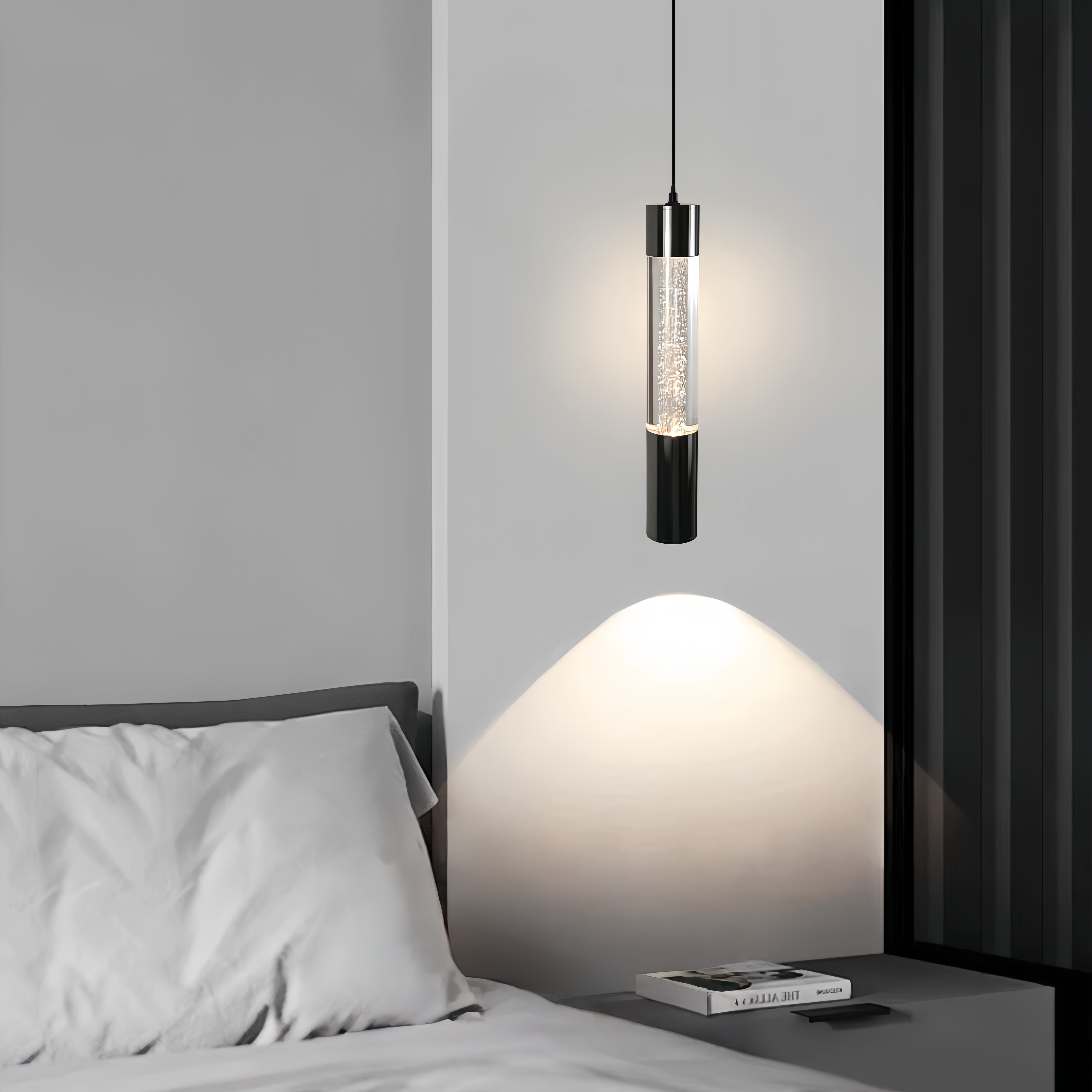 智能意式极简床头吊灯现代简约轻奢高级感玄关设计师触控长条吊灯