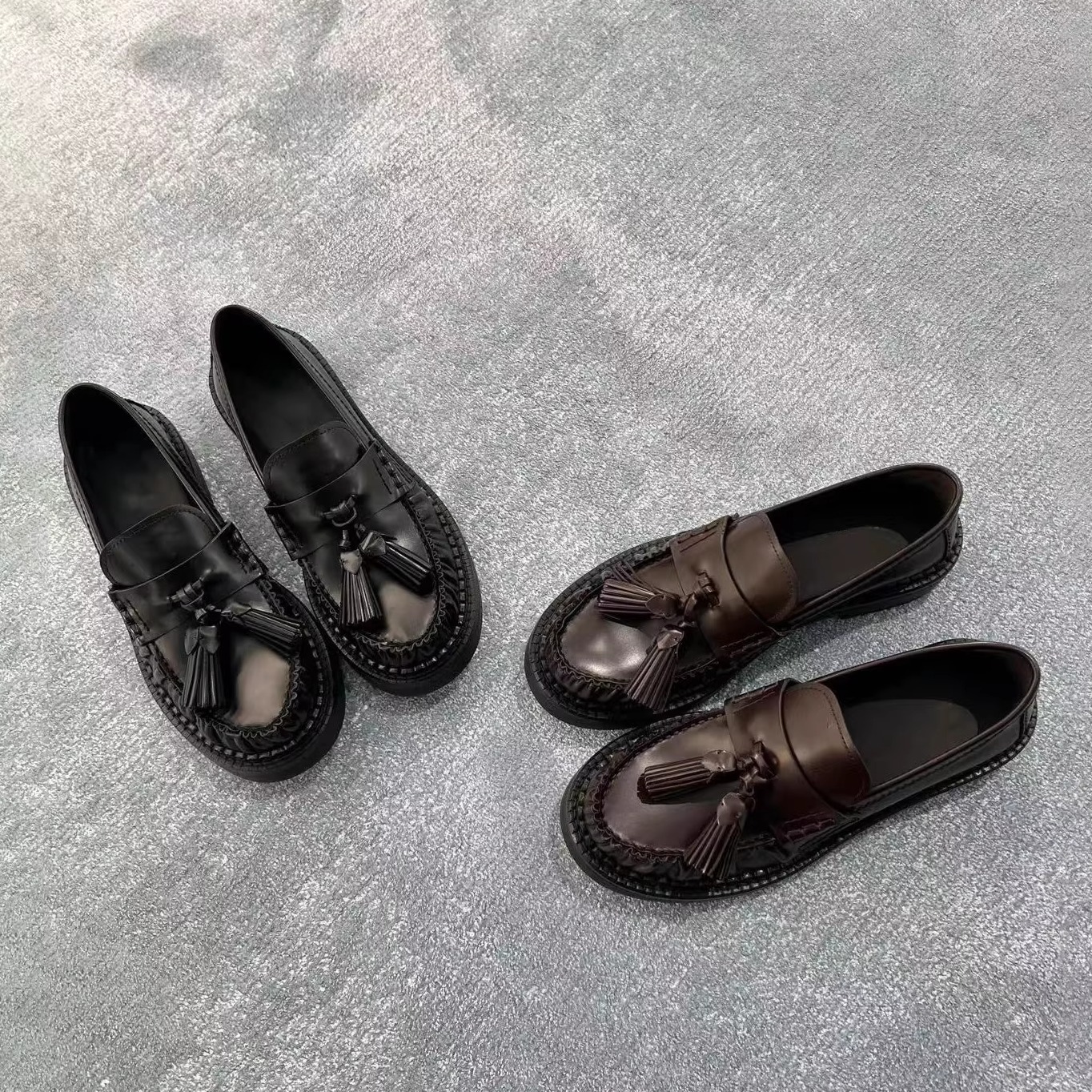 ZG级 M牛货 25新款亮面牛皮革学院风复古流苏乐福鞋时尚单皮鞋女