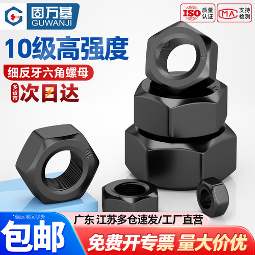 【可开专票】10级细反牙六角螺母