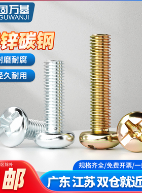 镀锌圆头十字螺丝铁半圆头螺丝机螺钉盘头螺栓机丝机牙螺钉GB818