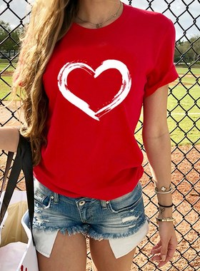 Red T shirt Women T-shirts Casual Tops Summer Womens Clothes