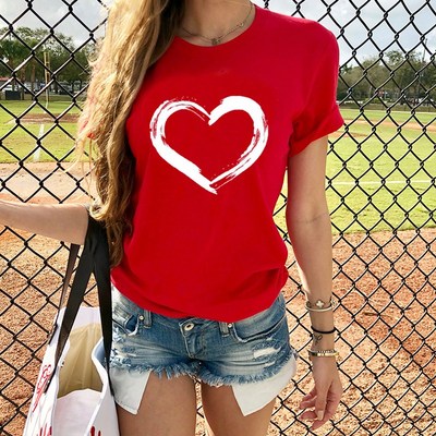 Red T shirt Women T-shirts Casual Tops Summer Womens Clothes