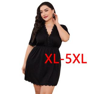 neck dress plus casual ladies pajamas sexy size women Fat