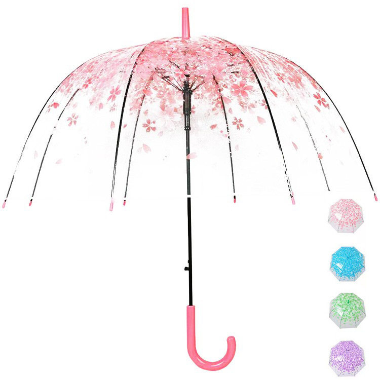 PVC POE透明伞雨伞韩国日本磨砂塑料现货拱形公主樱花雨伞防晒