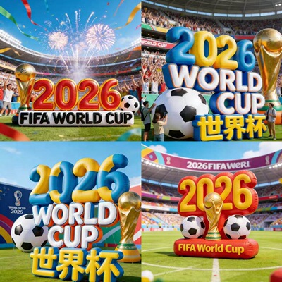 2026年世界杯充气气模FIFA世界杯主题模型大型户外装饰定制气模