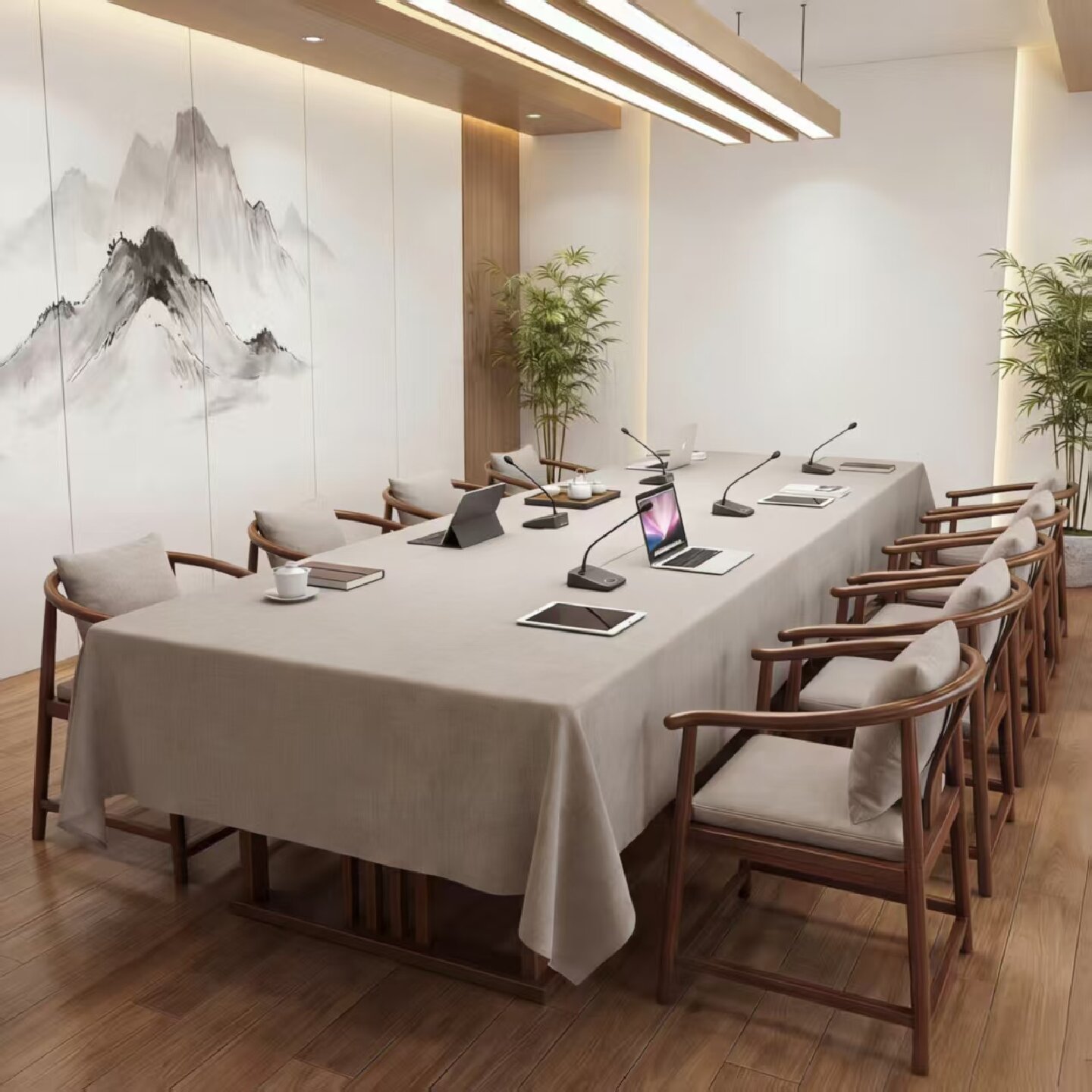 会议桌布轻奢高级感加大加宽防水长方形素色台布商务办公布艺定制