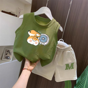 坎肩潮款 2026夏季 印花无袖 童装 两件套潮12 儿童套装 薄款 洋气新款