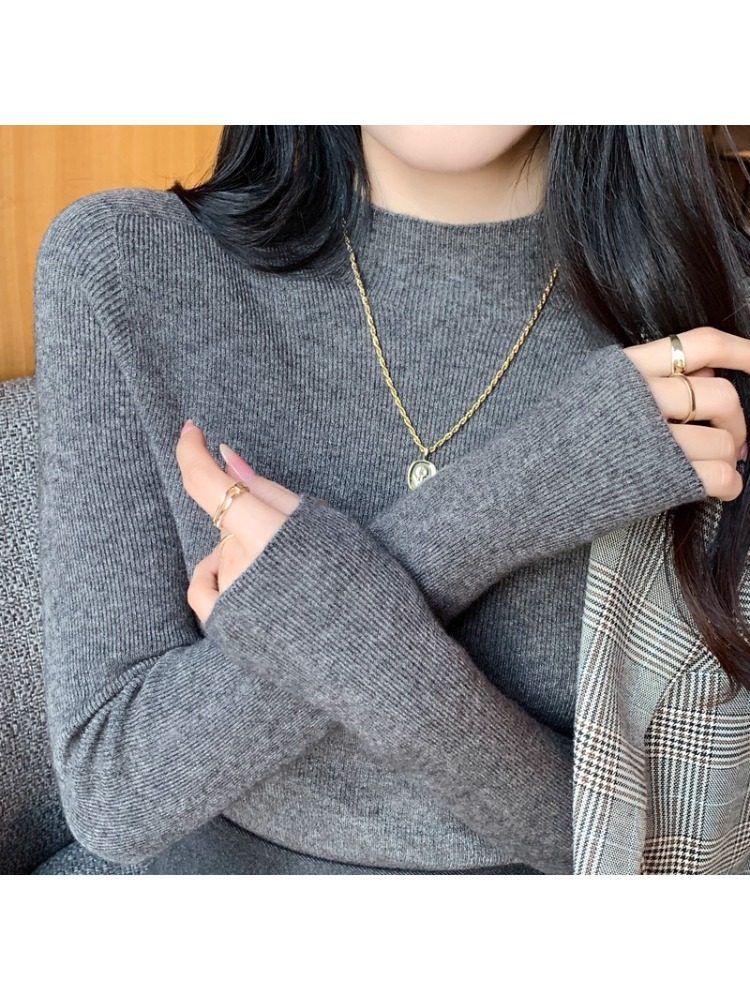 半高领打底衫女2025新款秋季内搭可外穿轻奢高级感毛衣针织衫上衣