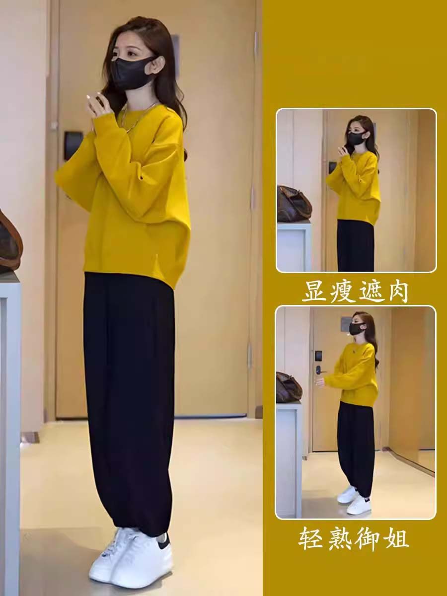 秋冬卫衣套装女2025新款休闲时髦时尚洋气加绒加厚束脚裤两件套潮