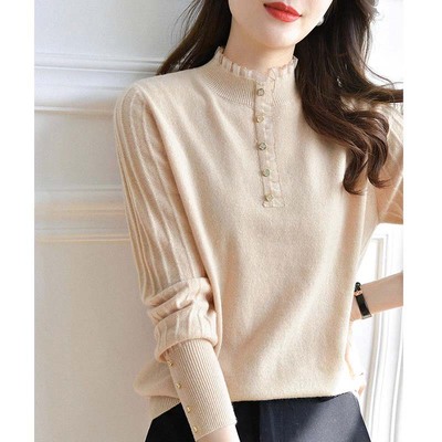 半高领打底衫女2025新款秋冬内搭可外穿时尚洋气蕾丝毛衣针织上衣