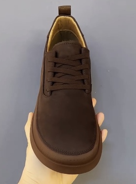 B048-1秋季广州超轻牛皮新款商务休闲舒适圆头时尚百搭牛皮鞋男