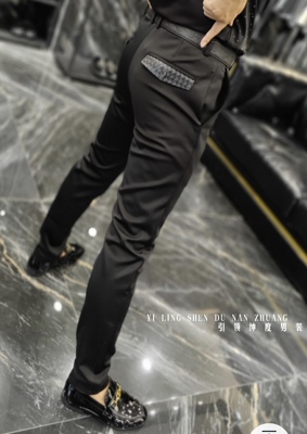 132秋季新款商务黑色净版小直筒四面高弹时尚欧货小脚休闲裤男