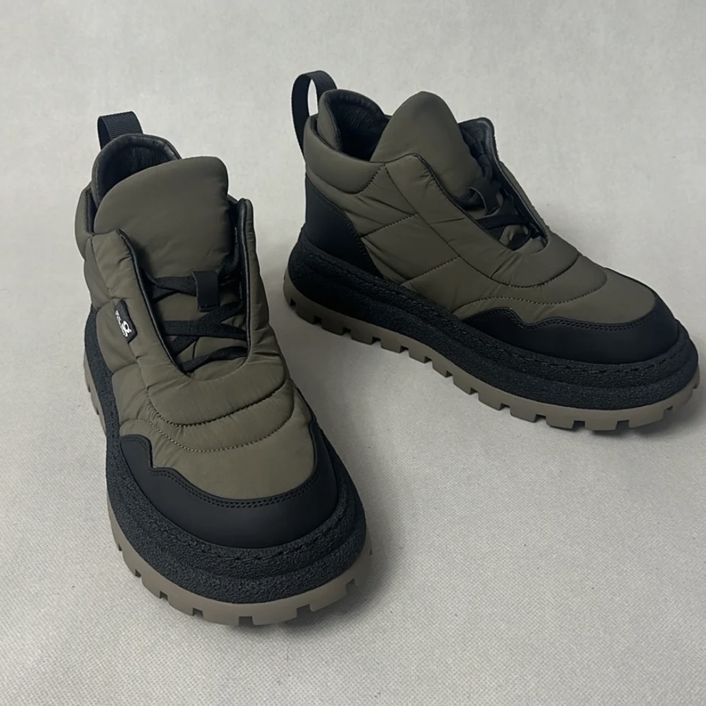 2026新鞋休闲羽绒布户外新款高帮侧一脚蹬男士黑色鞋休闲男鞋