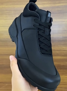 1256-998休闲软皮户外新款高帮侧系带男士黑色鞋韩版休闲男皮鞋