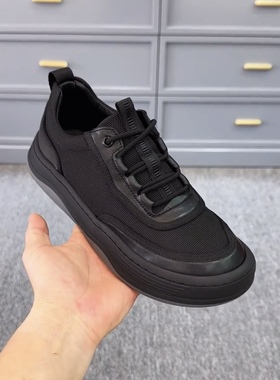 773813早秋新款时尚百搭单鞋休闲板鞋低帮男士黑色鞋透气休闲男鞋