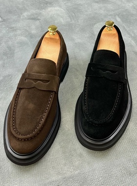 6265欧货商务时尚休闲皮鞋新款低帮男士一脚蹬福乐休闲磨砂皮鞋男