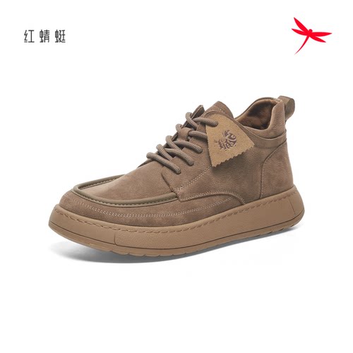 红蜻蜓2025冬季男鞋高帮牛皮休闲