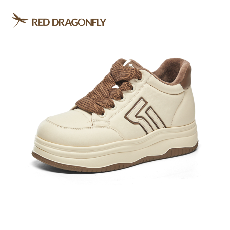 红蜻蜓冬季高帮鞋女棉鞋板鞋休闲