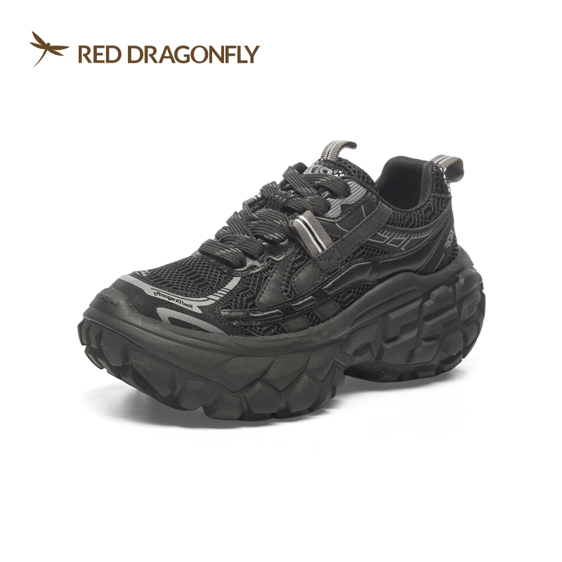 红蜻蜓秋冬女士老爹鞋休闲BD62004491厚底BD62004492运动网面耐磨