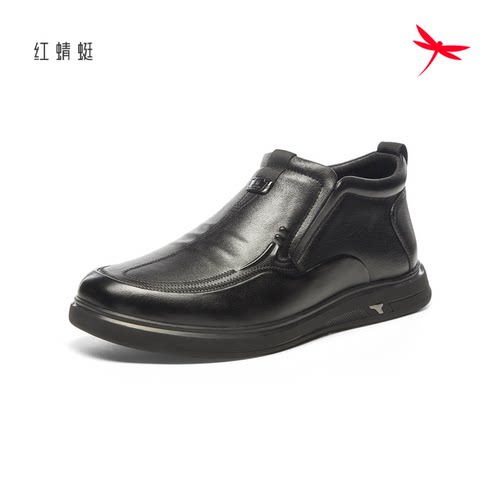 红蜻蜓2025冬季男鞋高帮牛皮休