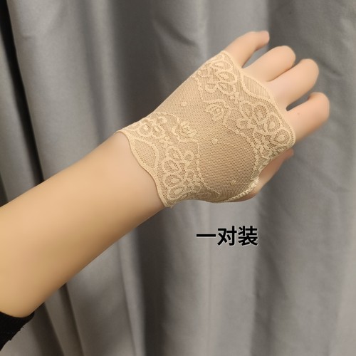 半指防晒短手套女士露指超薄弹力夏季蕾丝无指遮疤痕短款手套露指
