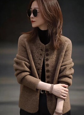 咖色巨好看的厚外套女款2026超火减龄洋气冬装高级感女士短款上衣