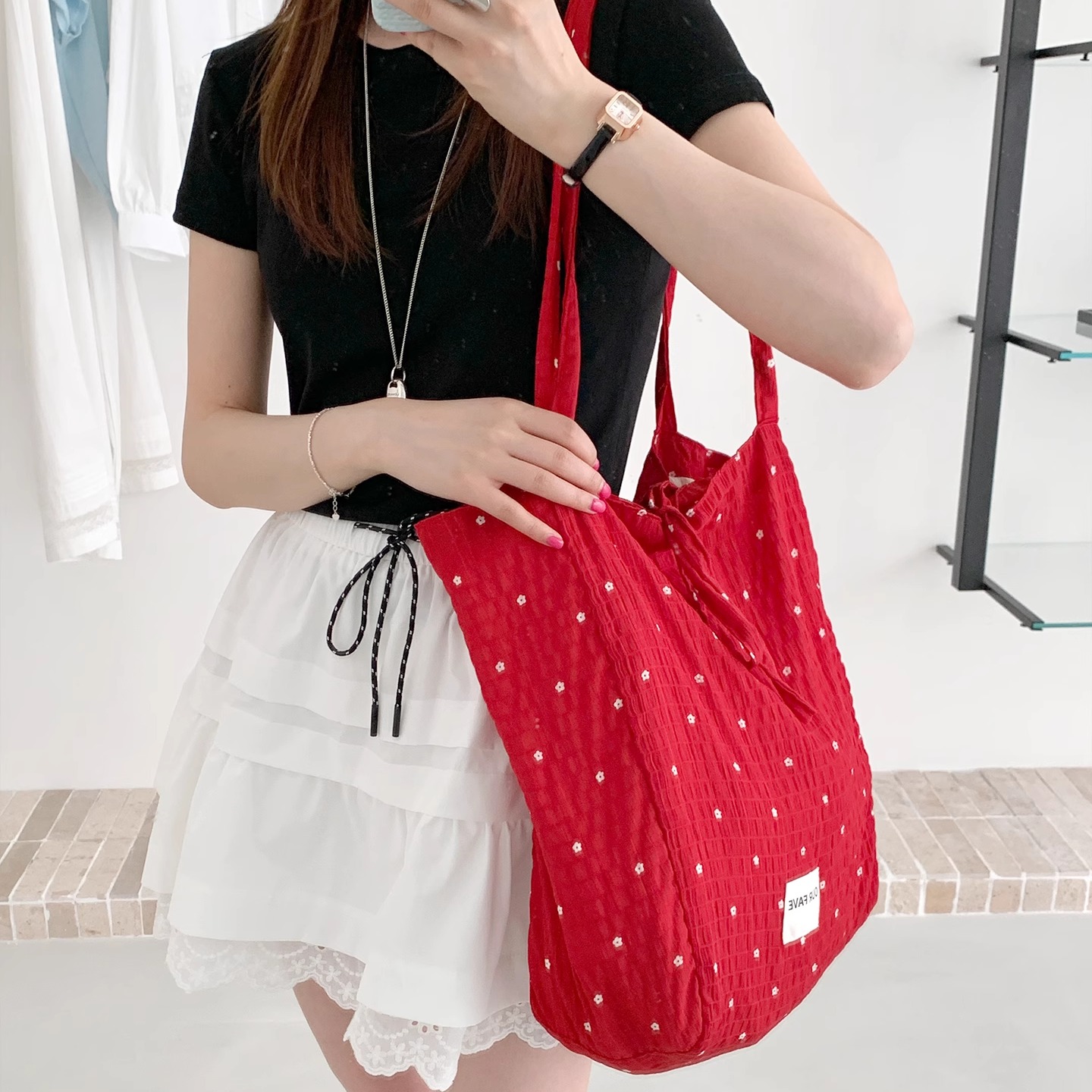 甜美碎花日韩单肩包雪纺休闲包