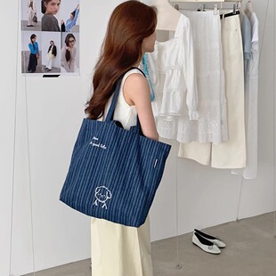 2026新款牛仔帆布包女单肩大容量包包学生上课通勤托特包手提袋