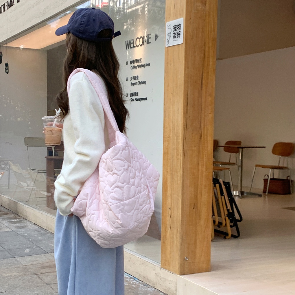 上课爱心大容量通勤单肩包