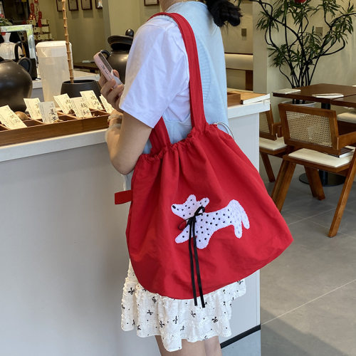 ins韩系慵懒风红色托特包