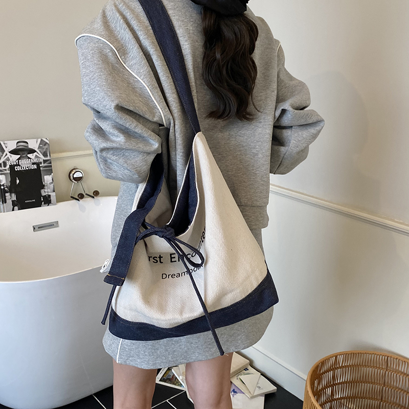 双面可背重工刺绣牛仔帆布托特包大容量2025新款高级百搭单肩女包