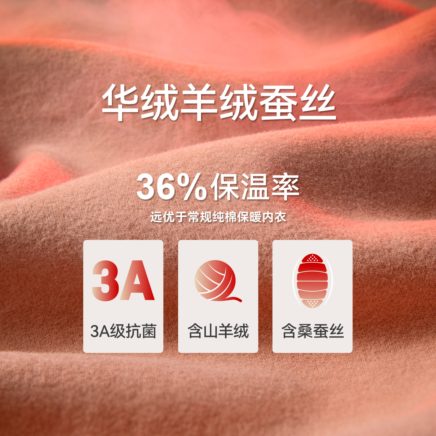 三枪华绒抗菌保暖内衣男士羊绒蚕丝中厚套装女士保温秋衣秋裤新品