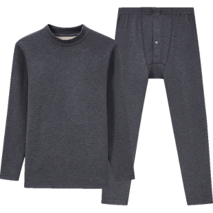 三枪热力弹保暖内衣男双面绒半高领套装大码高弹抗菌吸湿透气