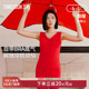 三枪内衣女带胸垫双面薄绒3A抗菌红色结婚本命年马年无痕文胸背心