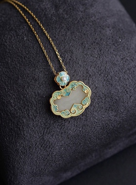 国风新品纯银珐琅鎏金镀金吊坠