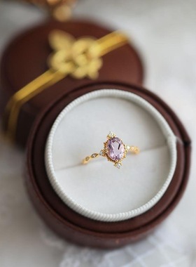 日韩风格公主的指环紫水晶银镀金