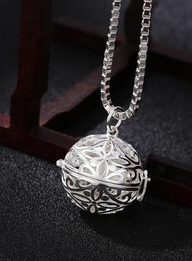 镀银项链配镂空圆球吊坠