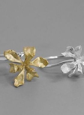 原创设计唯美鸢尾花气质小众时尚花朵复古质感国风国潮女士款戒指