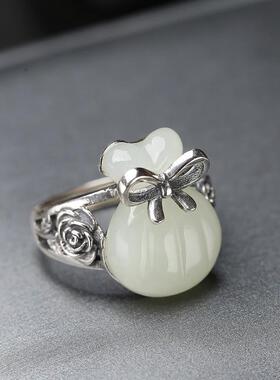 女士款镀银复古饰品指环