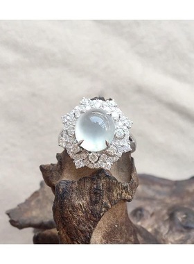 新款金镶嵌石圆蛋雪花戒指新款女