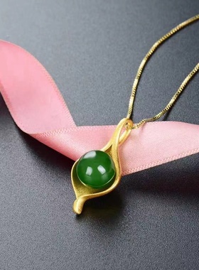 小众设计气质百搭时尚项坠碧绿色吊坠项链新中式民族风吊坠女款