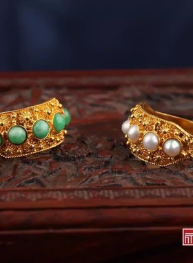 女士款简约花丝镶嵌珍珠