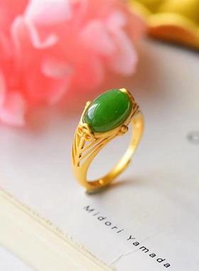 复古中国风镶嵌个性时尚镂空花纹戒指饰品百搭气质蛋面戒指女士款