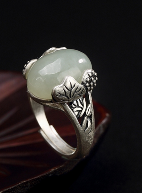 2025款莲花开口戒指国风复古做旧