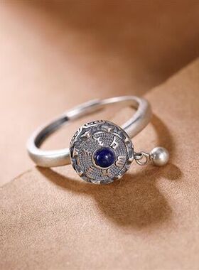 复古六字真言八瓣莲花指环设计开