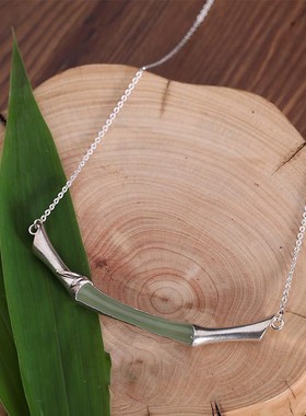 S925银镶吊坠项坠青竹节节高系列