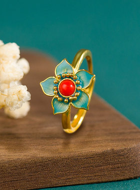 镀金女款可开口调节指环复古