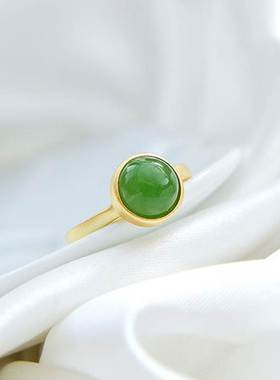 S925纯银天然和田碧玉圆石白玉纯